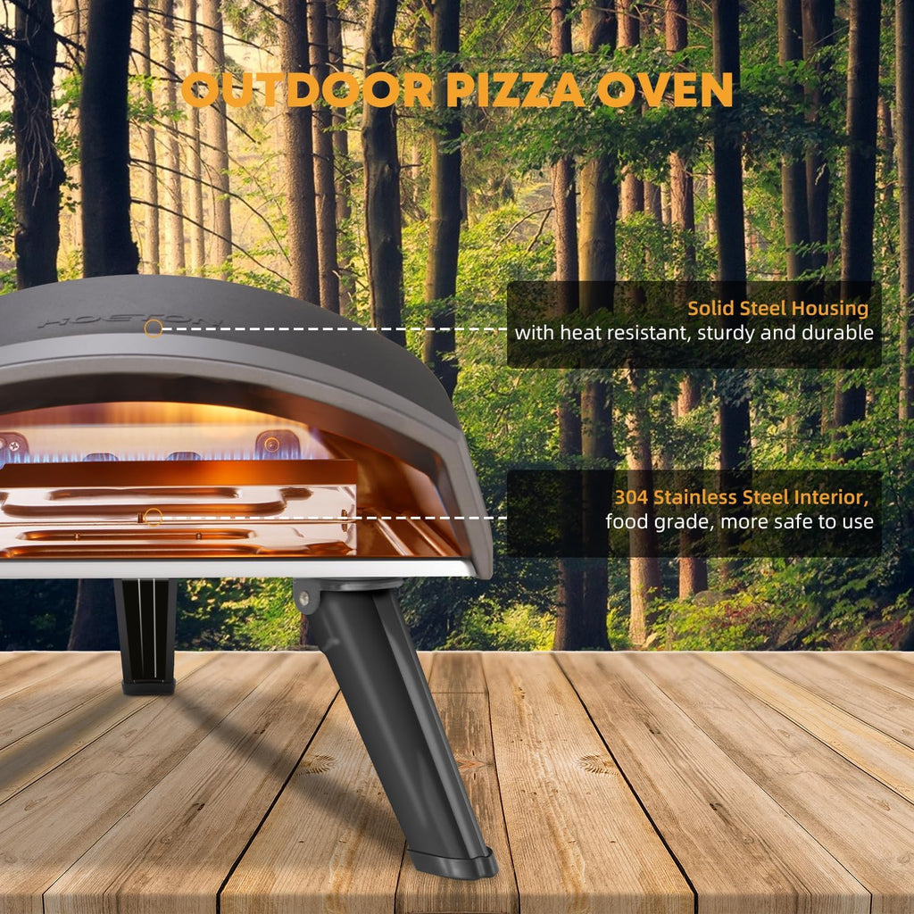 Gas Pizza Oven Outdoor, 12" Portable Propane Pizza Oven for Stone Baked Pizza, Ideal for Outdoor Kitchen, Backyard