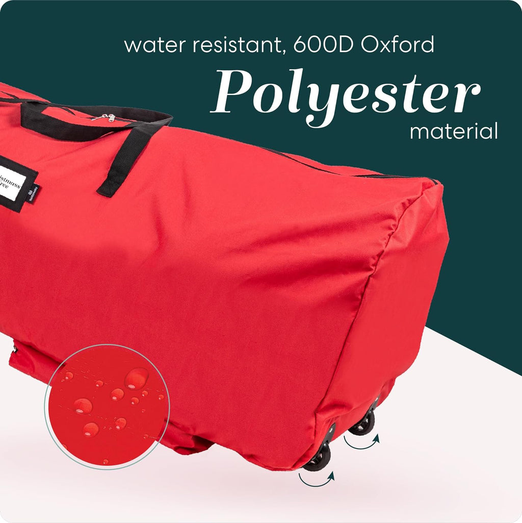 Christmas Tree Storage Bag with Wheels - 600D Oxford, 9 Ft | Waterproof, Dual Zippers, Reinforced Handles, Xmas