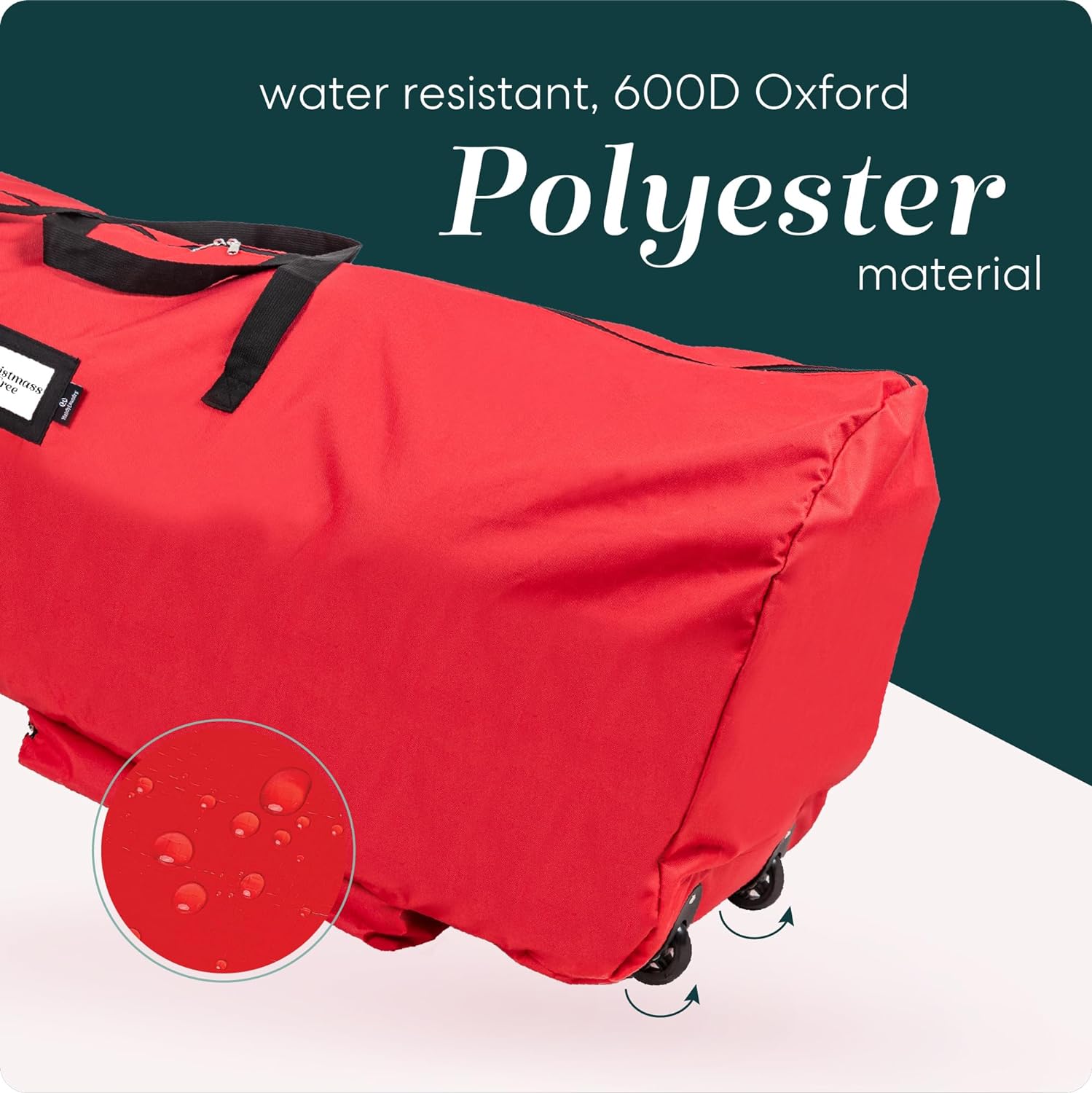 Christmas Tree Storage Bag with Wheels - 600D Oxford, 9 Ft | Waterproof, Dual Zippers, Reinforced Handles, Xmas