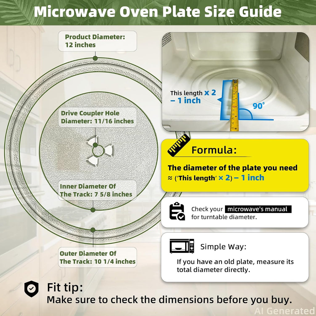 12" Microwave Glass Plate Replacement for Whirlpool Microwave Plate