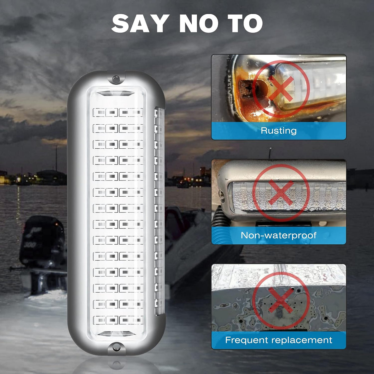 BASIKER BS4 Marine LED Underwater Boat Lights (2 x 3000LM 84LED 180° Green)