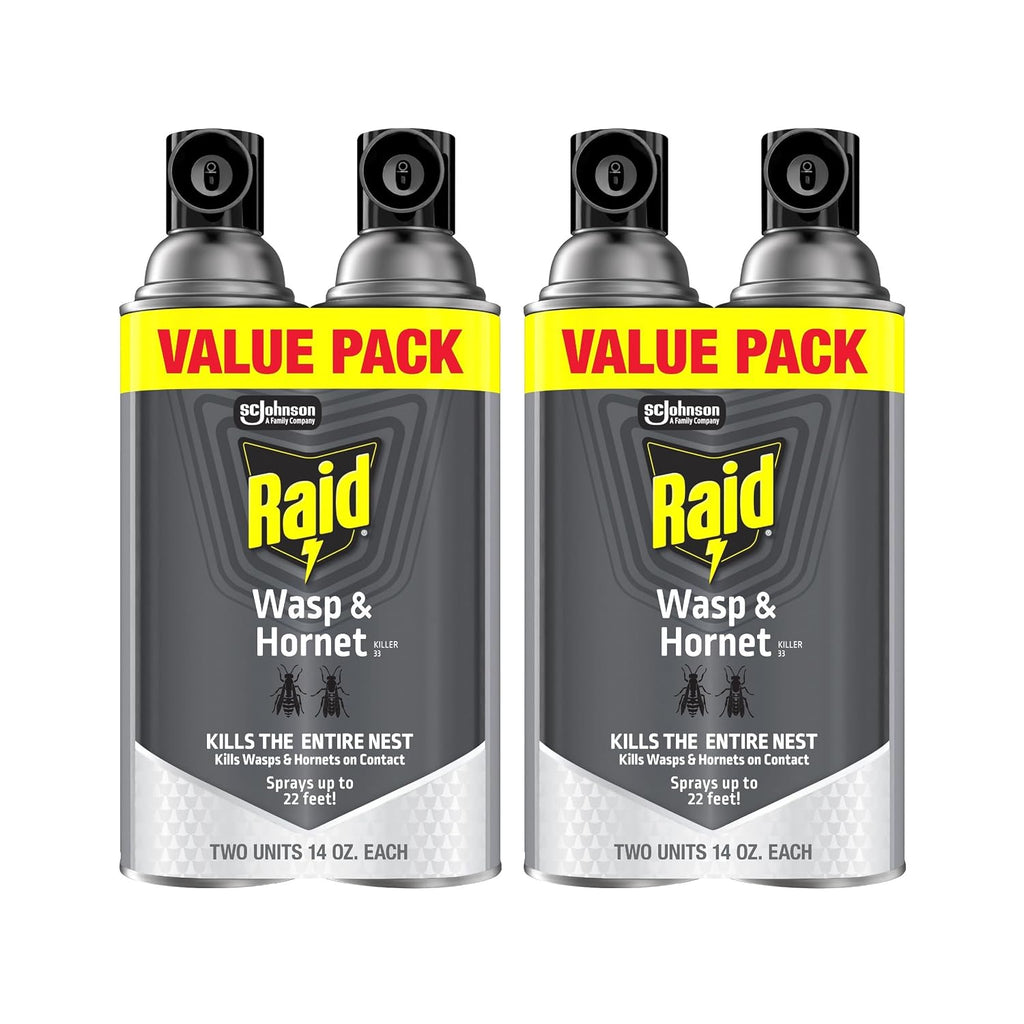 Wasp & Hornet Killer Spray, Kills the Entire Nest, for Paper Wasps, Yellow Jackets, Mud Daubers and More, 14 oz (Pack