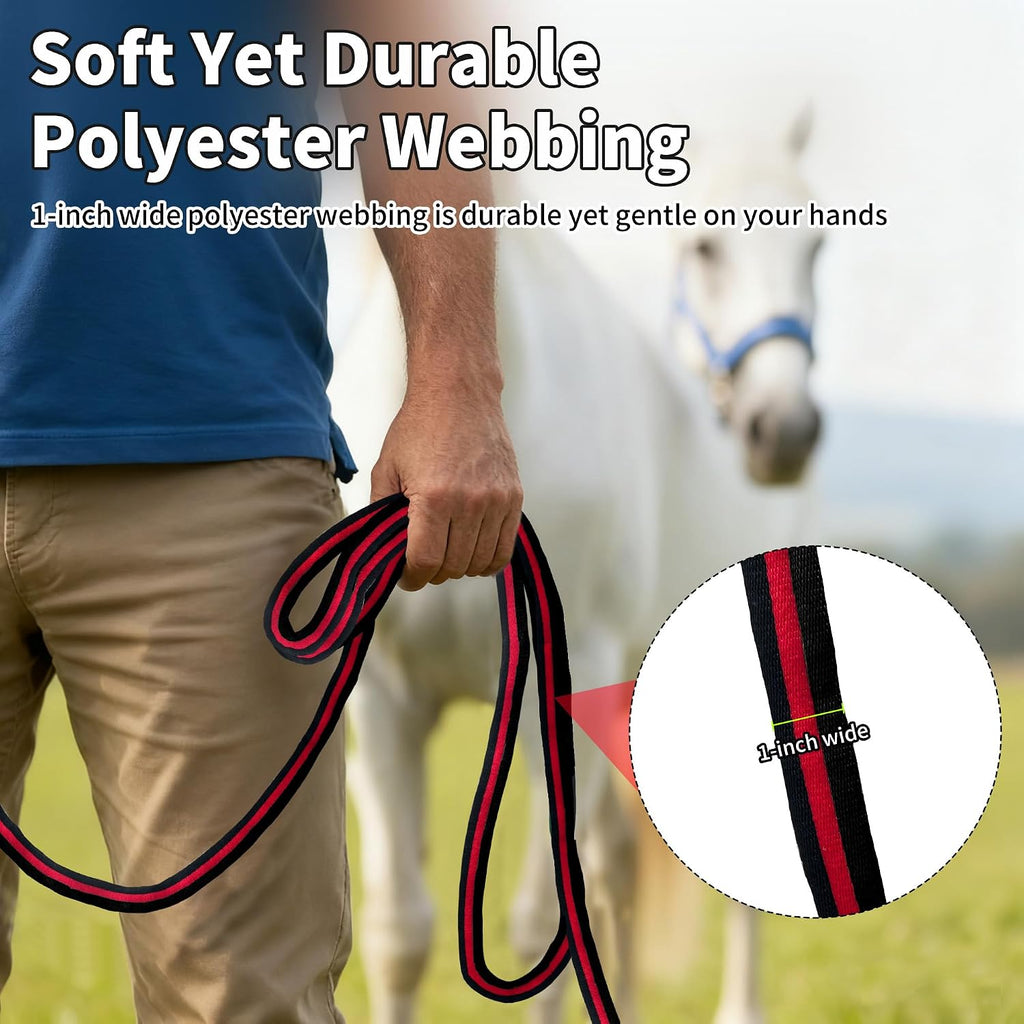 26FT Durable Horse Lunge Line with Swivel Bolt Snap - Soft Feel Equine Training Line for Lunging, Show, Competition