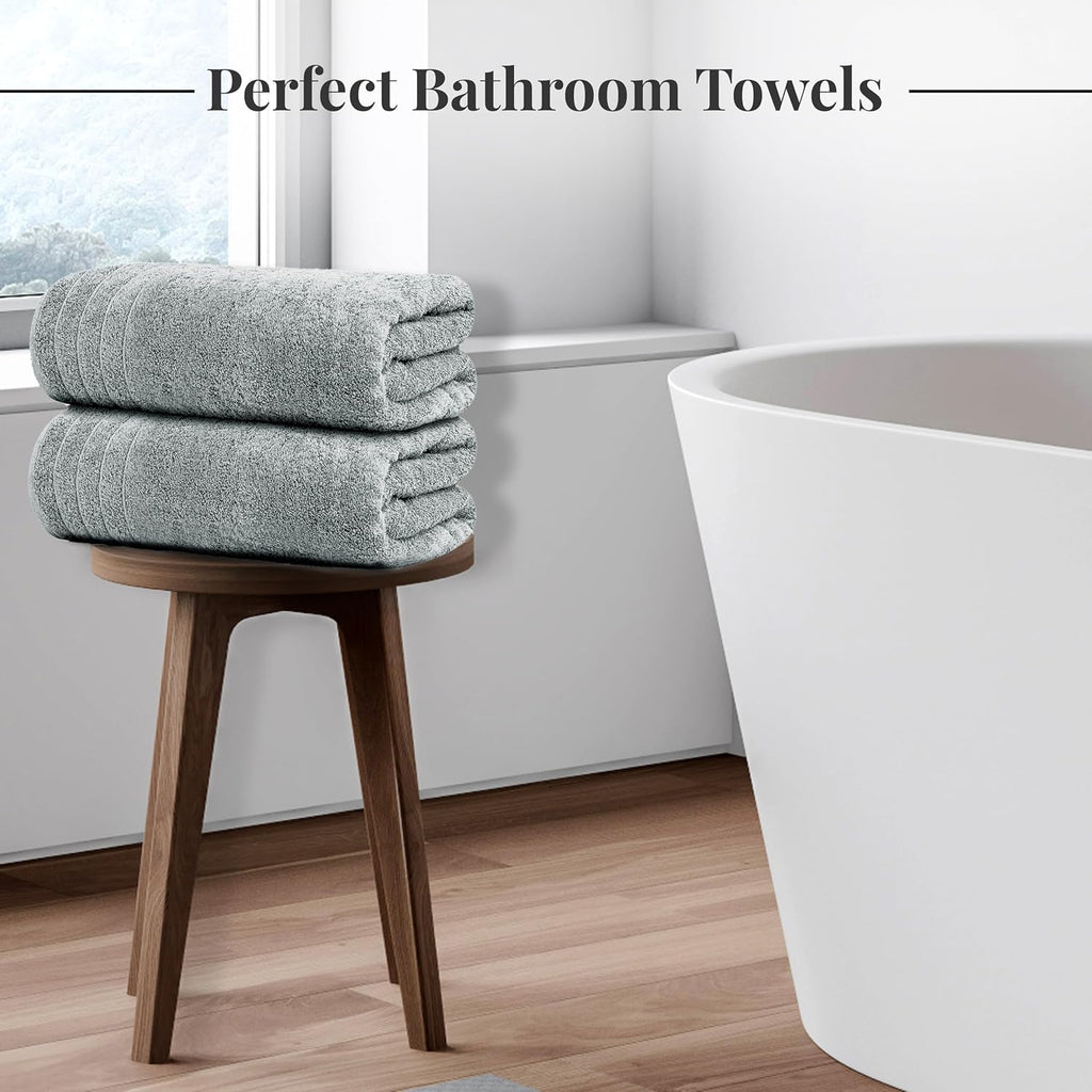 8 Piece Towel Set, 2 XL Bath, 2 Hand, 4 Washcloth, Cool Grey | 100% Cotton, Lighter Weight, Quicker to Dry, Super