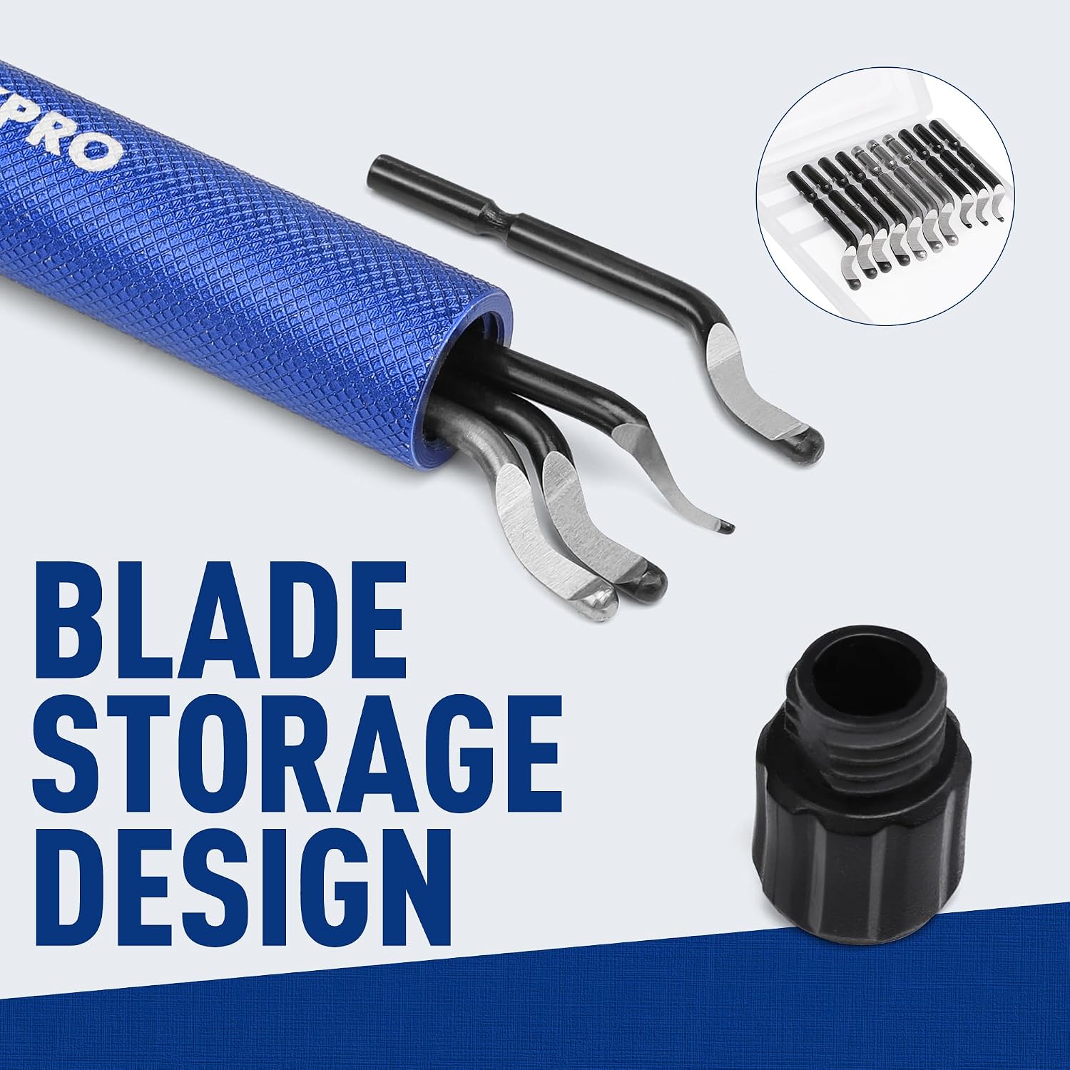 Deburring Tool with 11 Extra High Speed Steel Swivel Blades | 360 Degree Rotary Head Deburring Tool for Metal, Resin