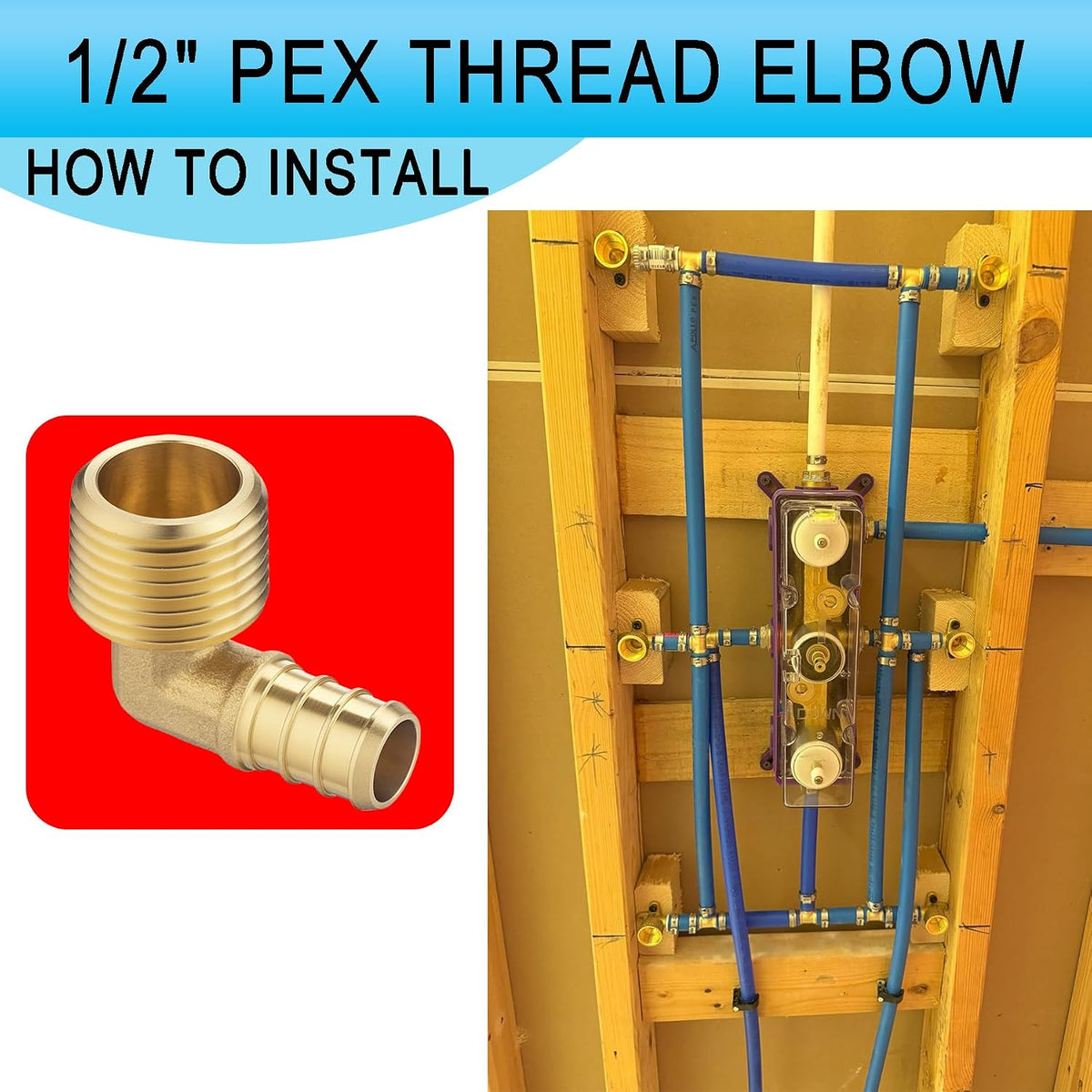 (20 Pack) Asterbacks 1/2 PEX to 1/2 NPT Male Thread Elbow for PEX-A/B/C Pipe