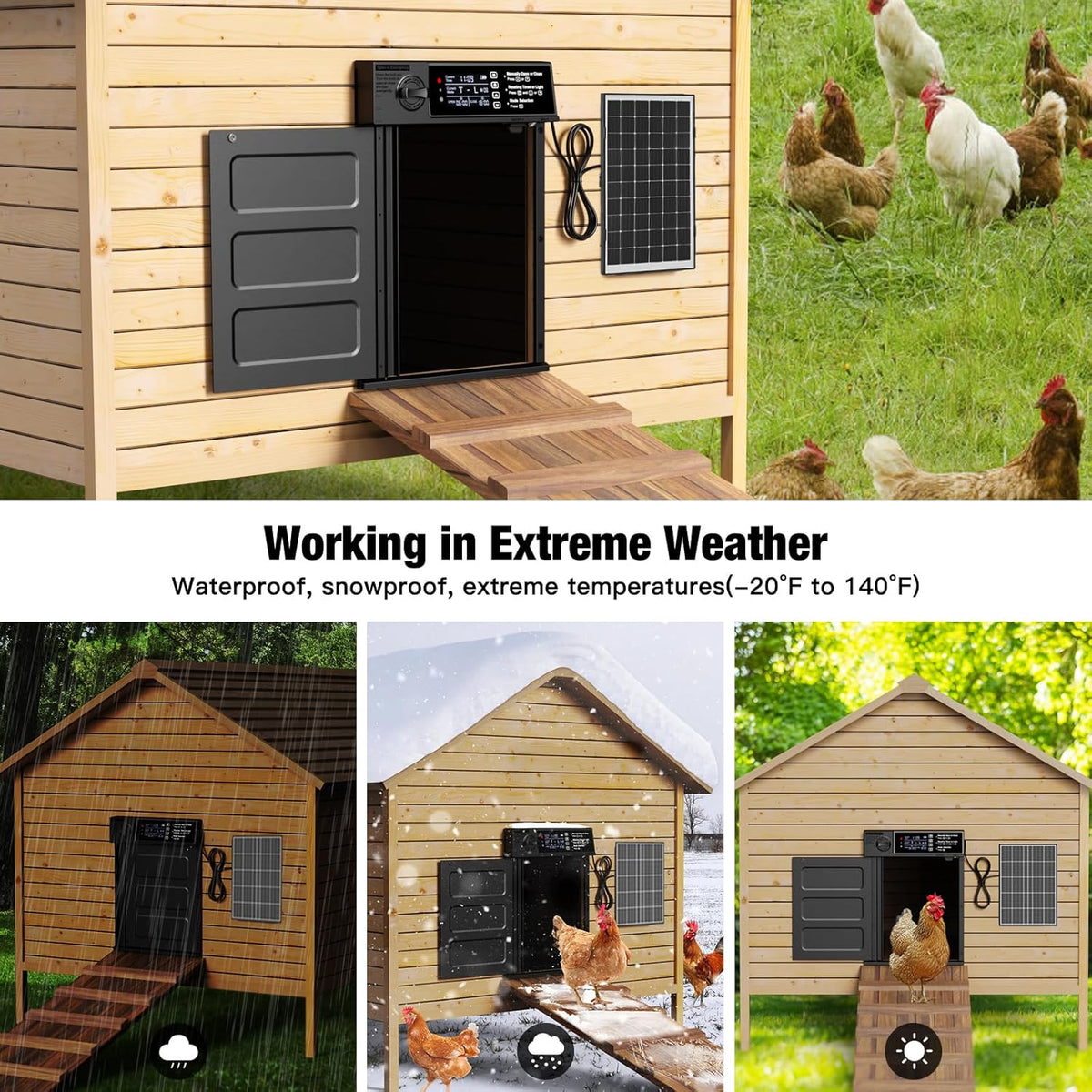 Automatic Chicken Coop Door, Large Size Solar Powered Coop Door