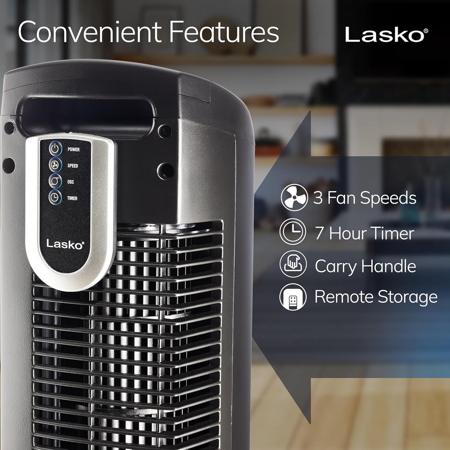 Oscillating Tower Fan with Remote Control and Timer - Quiet Standing Fan for Bedroom, Office, and Home - 3 Speeds