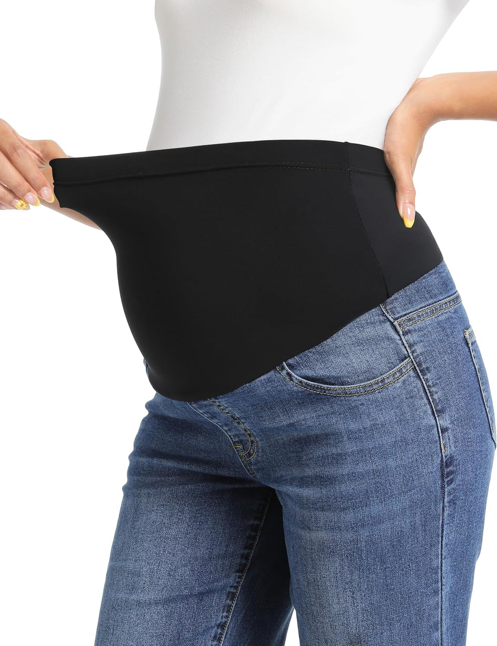 Maternity Jeans Straight Leg Pregnancy Wide Leg Denim Pants