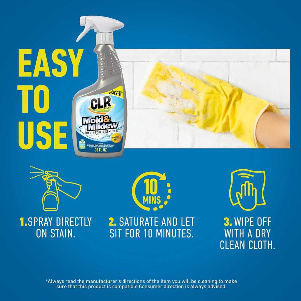 Brands Mold and Mildew Stain Remover, 32 oz. Spray Bottle, Pack of 2, Multi-Surface Stain Remover, Works on Tile