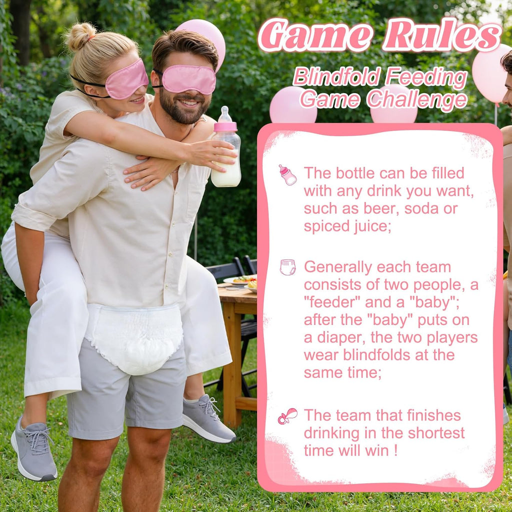 6 Sets Baby Bottles for Baby Shower Game, Bottle Chug Baby Shower Games Plastic Baby Bottle for Feeding Blindfold