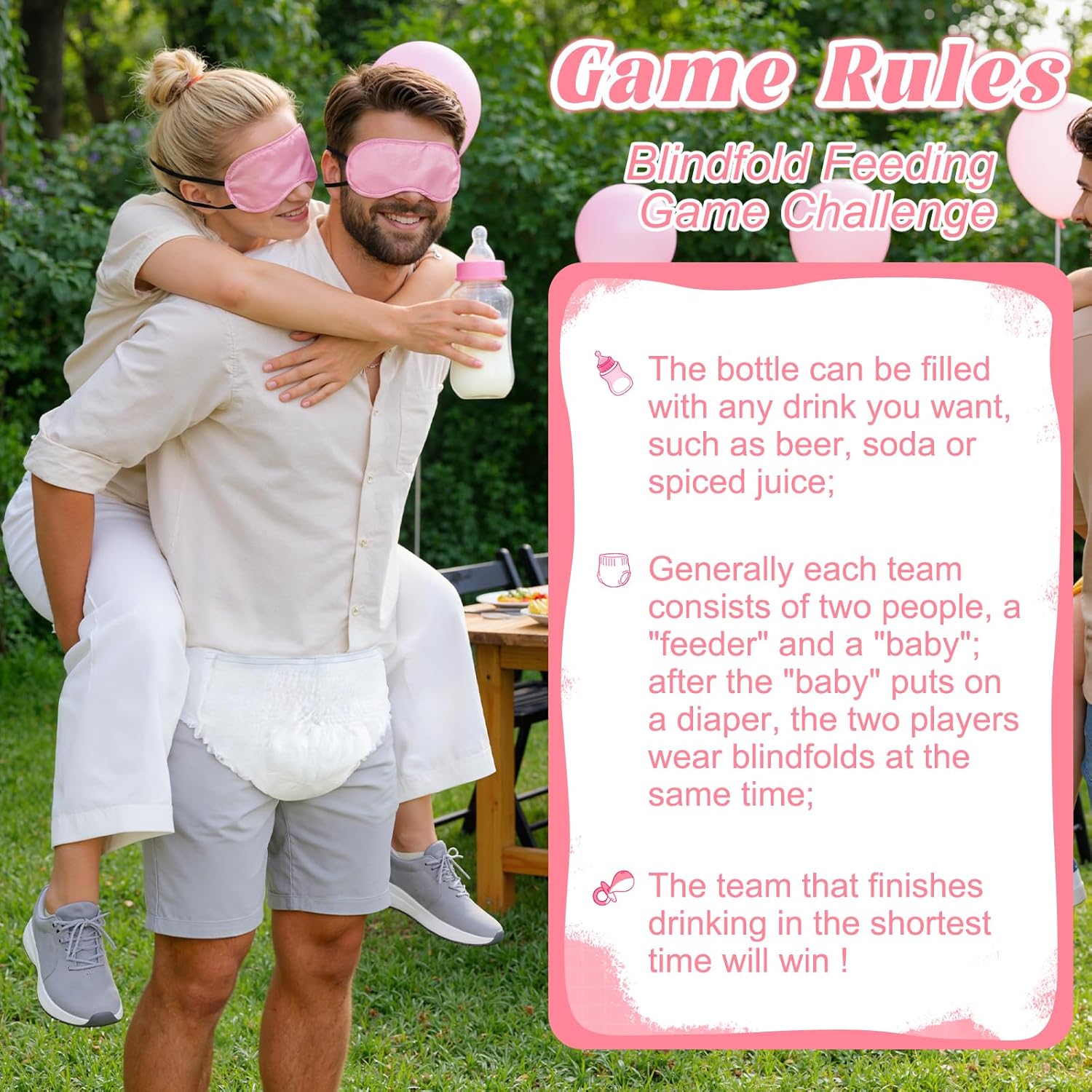 6 Sets Baby Bottles for Baby Shower Game, Bottle Chug Baby Shower Games Plastic Baby Bottle for Feeding Blindfold