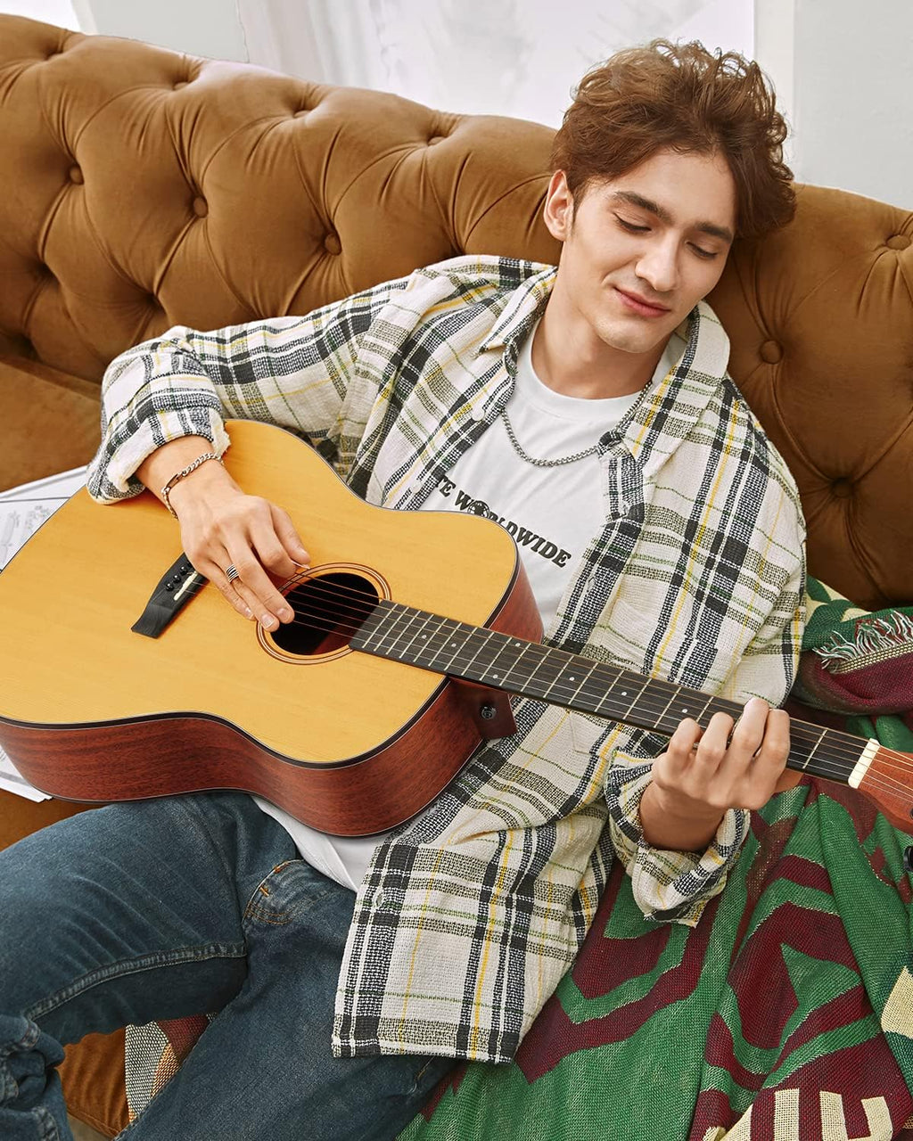 Acoustic Guitar for Beginner Adult Full Size Dreadnought Acustica Guitarra Starter Bundle Kit with Gig Bag Strap