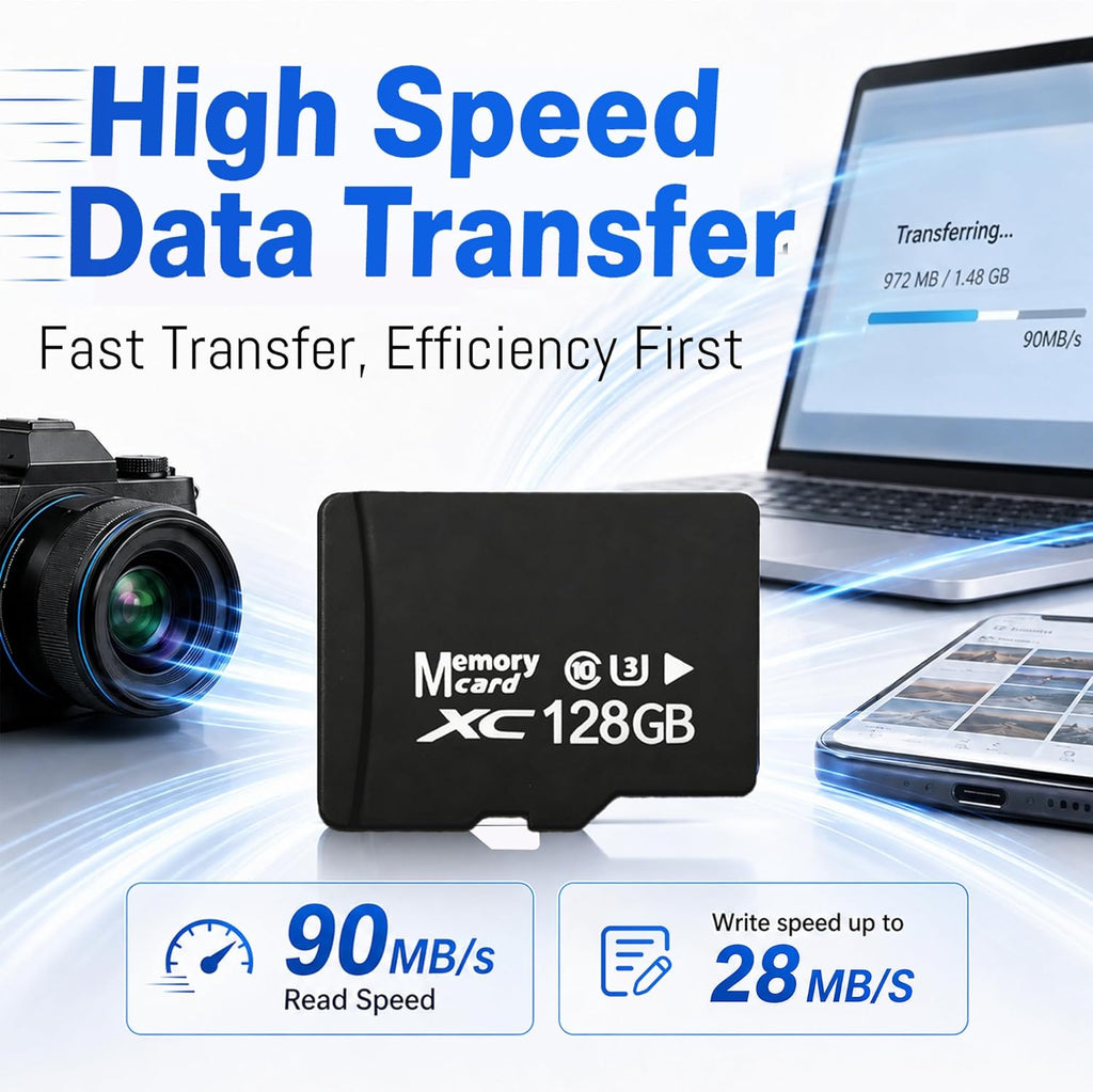 128GB Micro SD Card for Dashcam & Security Camera U3 V30 A1 | High-Capacity Class 10. Ideal for Auto-Loop Devices.