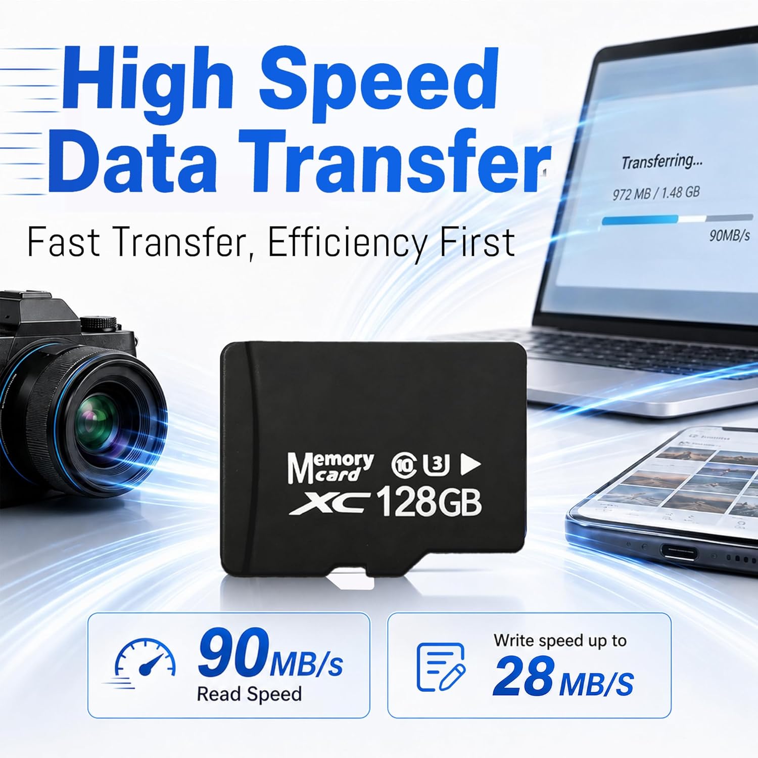 128GB Micro SD Card for Dashcam & Security Camera U3 V30 A1 | High-Capacity Class 10. Ideal for Auto-Loop Devices.