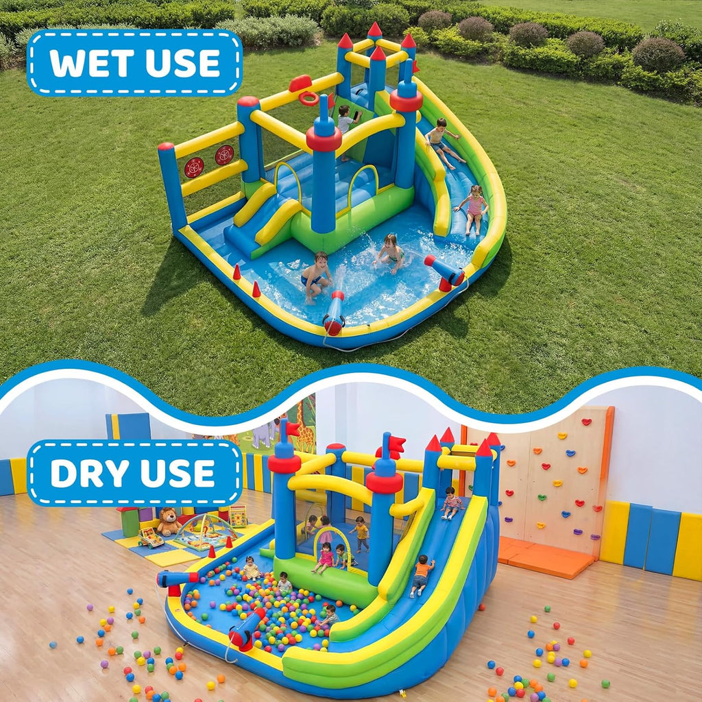 Inflatable Water Slide for Kids Backyard with 450W Blower | Jumping Castle with Water Slide, Inflatable Water Park