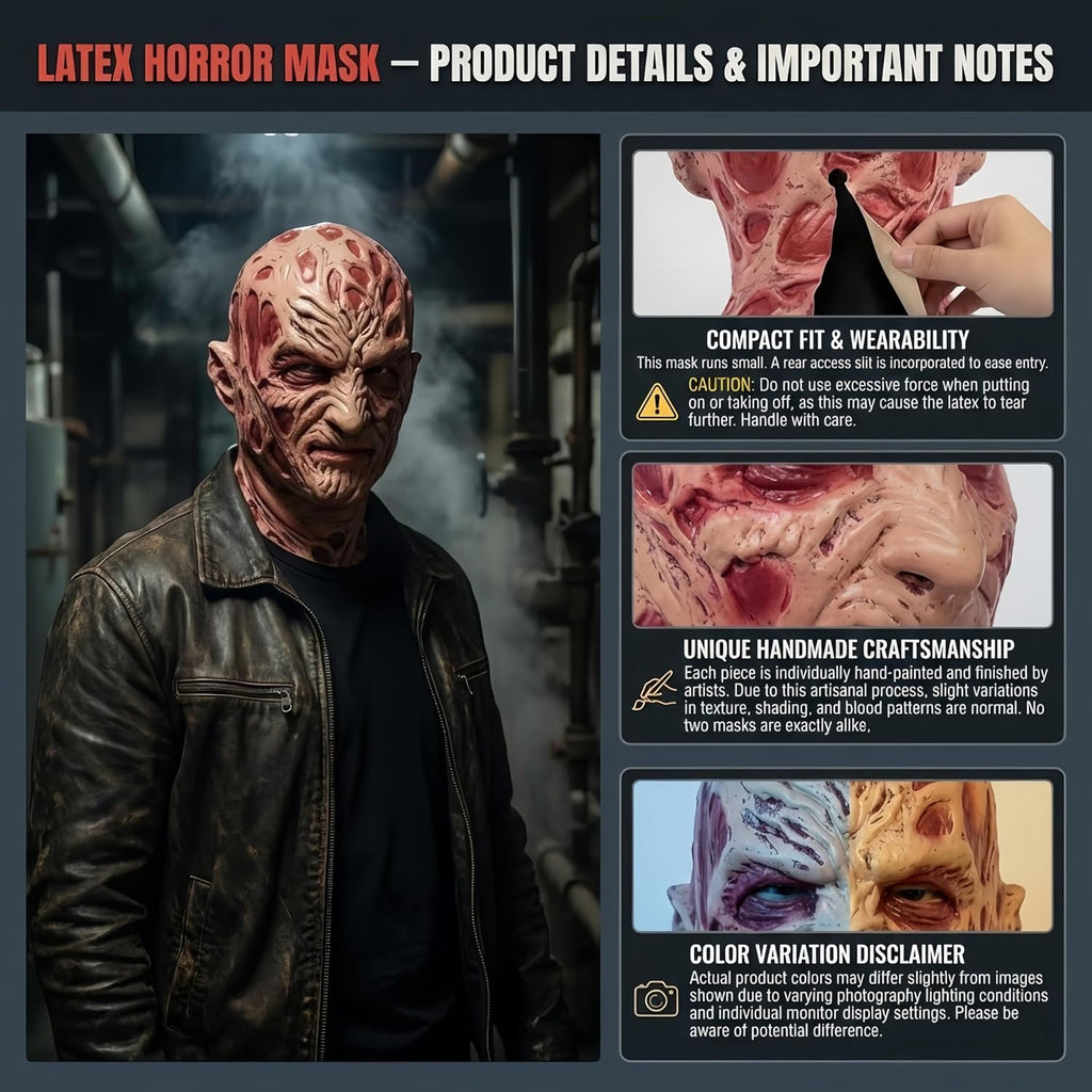 Scary Halloween Mask for Adults Burnt Face Full Head Latex Horror Prop | Full Head Latex Mask, Scarred Monster