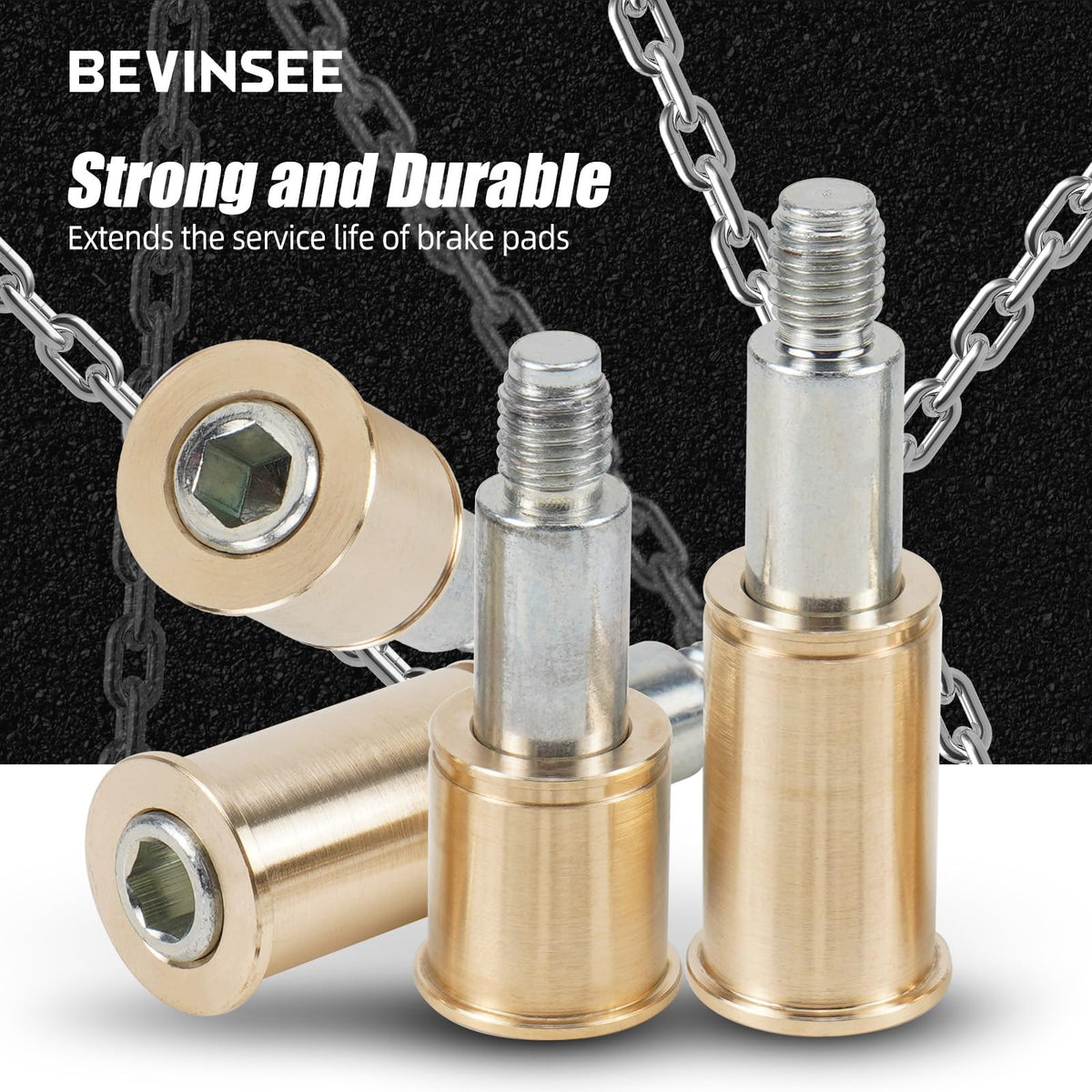 Bevinsee Front Solid Brass Brake Caliper Guide Bushing Kit