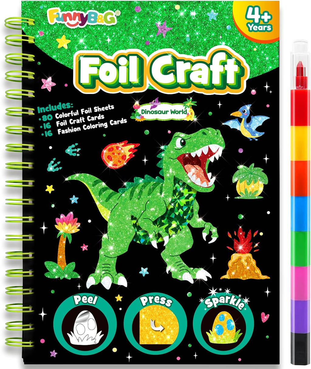 Foil Art Craft Kit for Kids, Sparkly Birthday Gift Toy for Kids