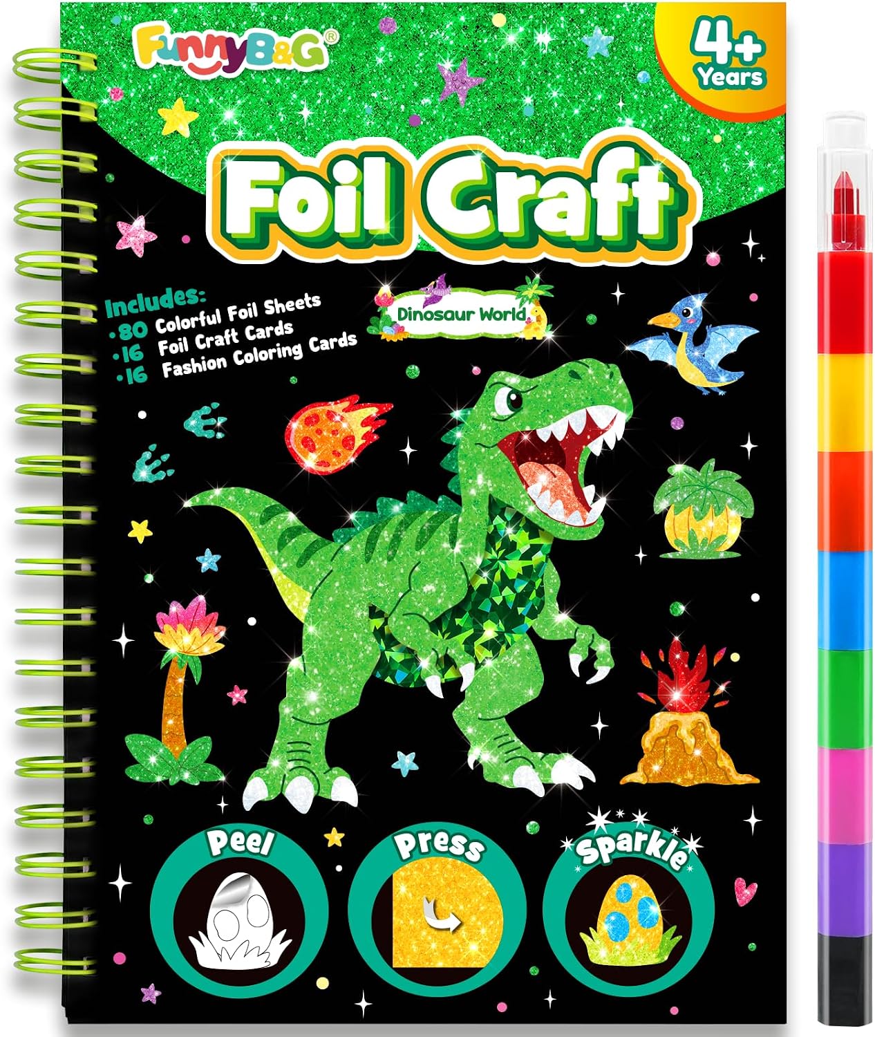 Foil Art Craft Kit for Kids, Sparkly Birthday Gift Toy for Kids