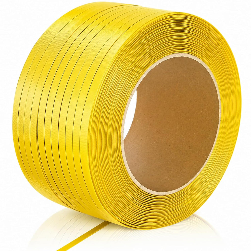 1/2" x 2297ft Poly Strapping Roll, 300 lbs Break Strength Plastic Pallet Strapping Coil, Yellow Banding Strap for Box