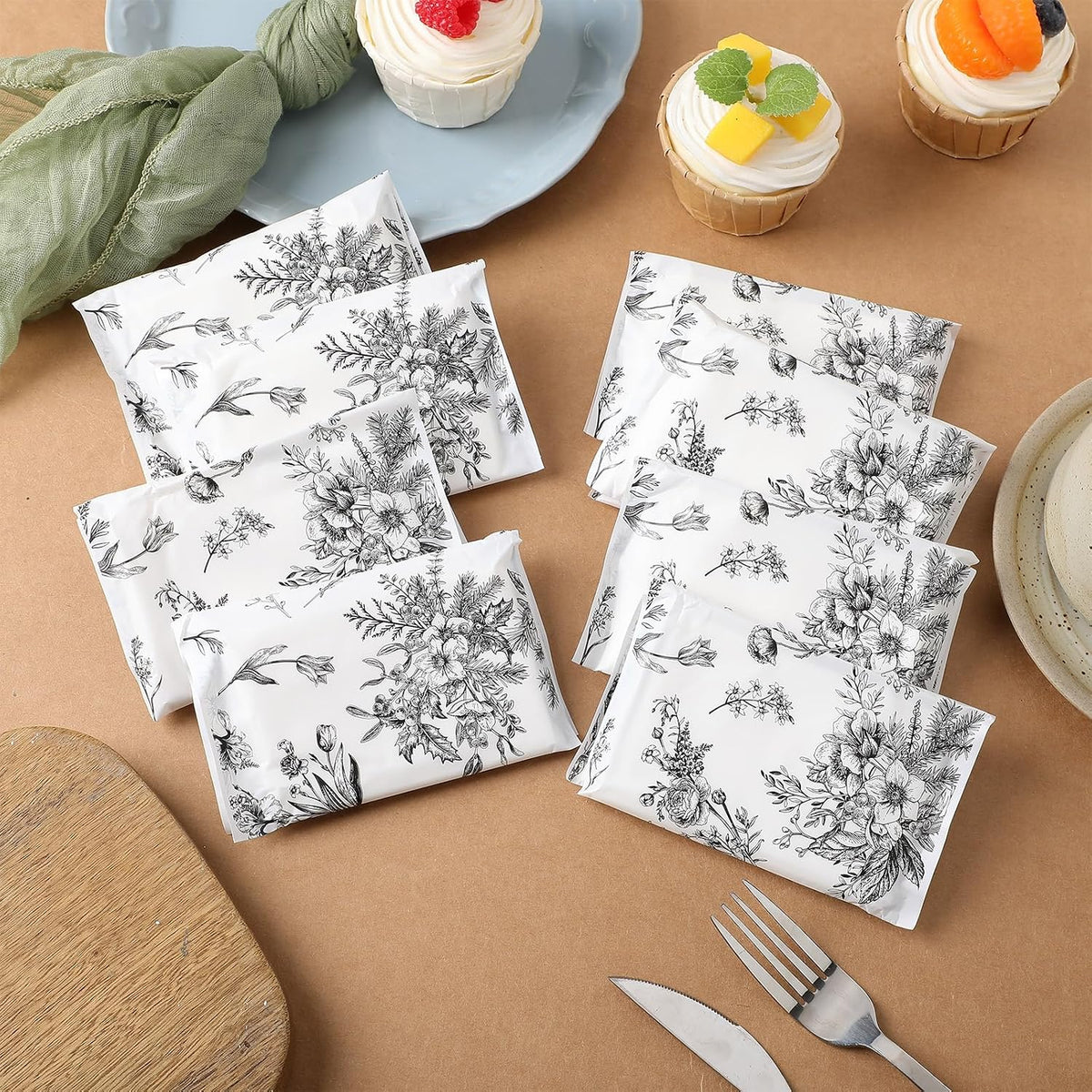 100 Pack Pocket Tissues 3 Ply Mini Individual Wrapped, Floral