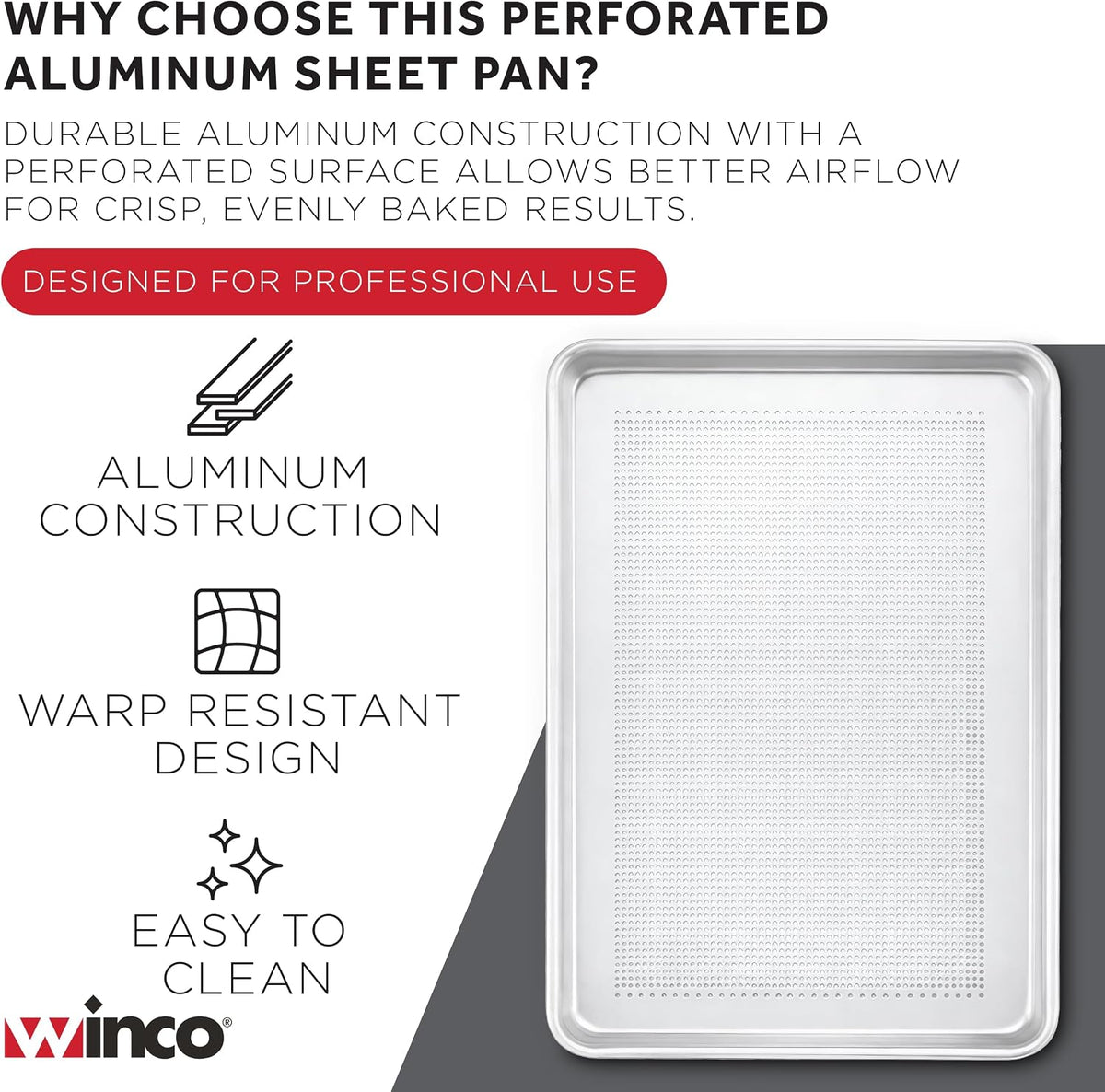 13” x 18” Perforated Aluminum Sheet Pan, Half Size