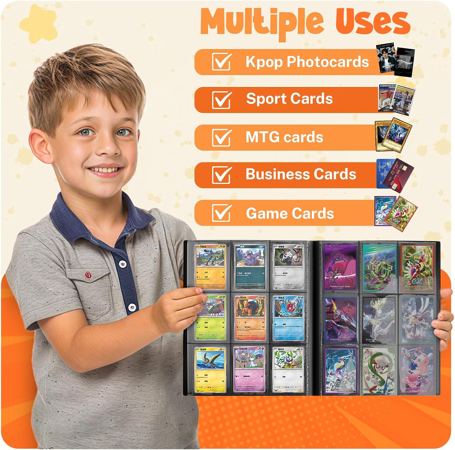 Card Binder, 9 Pocket Trading Card Album Folder,20 Pages, 360 Card Capacity Sports Card Binder, Premium Card Binders