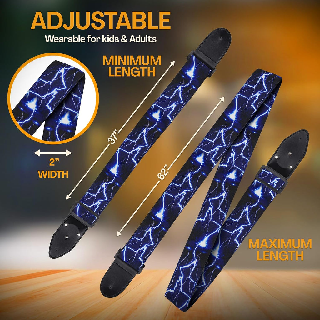 Guitar Strap For Acoustic, Electric and Bass Guitars, Adjustable Padded Leather Ends Guitar Straps For Men and Women