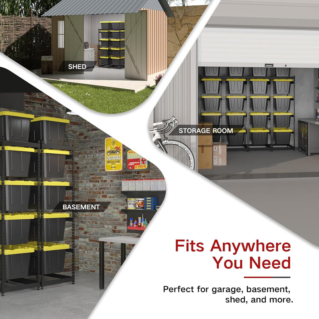 27 Gallon Tote Storage Rack, Heavy-Duty Storage Bin Rack Organizer, 5-Tier Standing Storage Bin Shelves, 250 lb