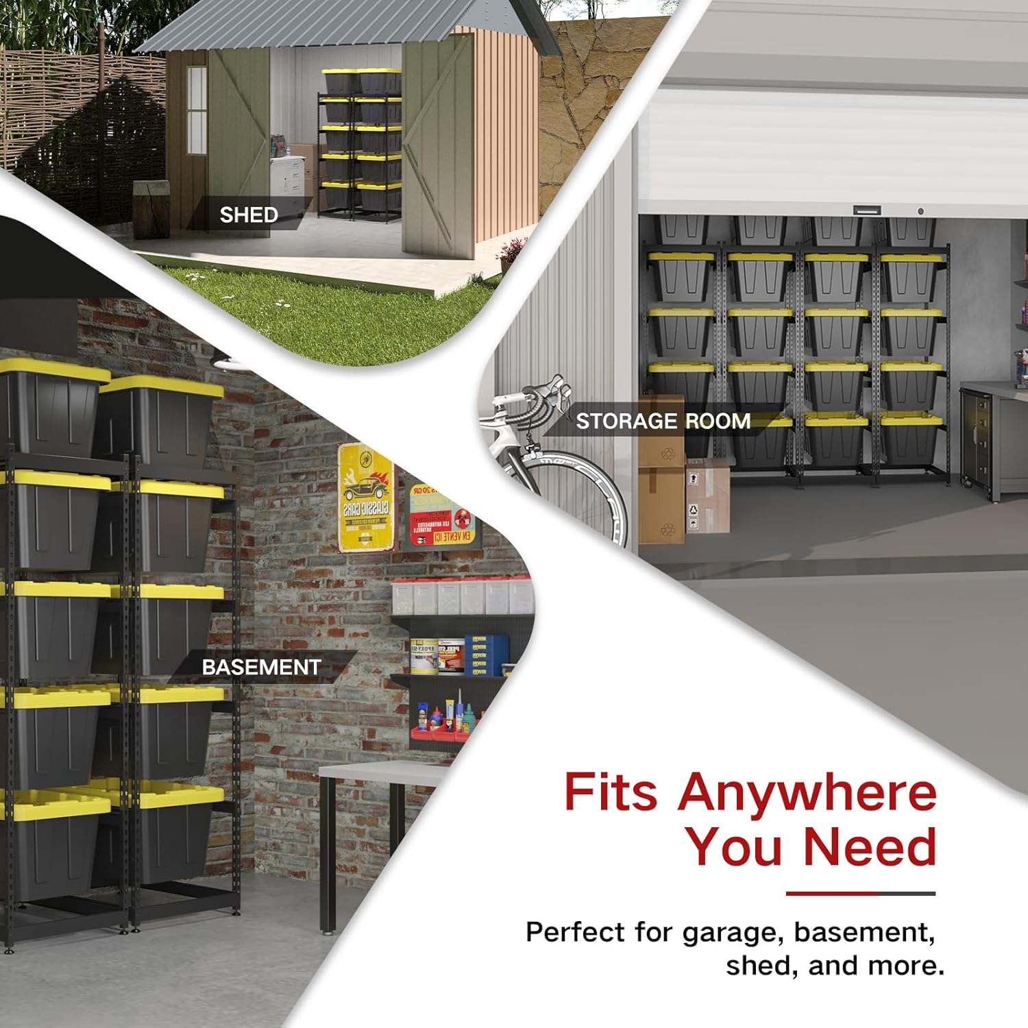 27 Gallon Tote Storage Rack, Heavy-Duty Storage Bin Rack Organizer, 5-Tier Standing Storage Bin Shelves, 250 lb