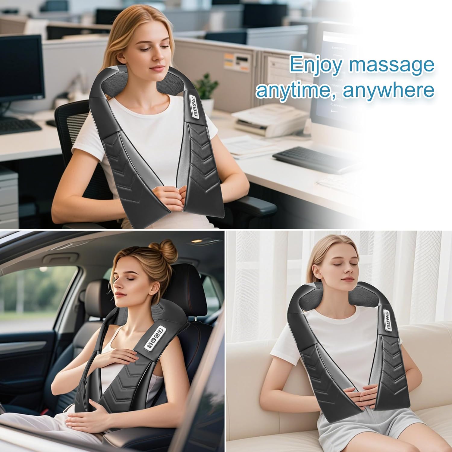 Shiatsu Neck and Back Massager with Heat, Electric Deep Tissue Kneading Neck and Shoulder Massage, Best Gifts for