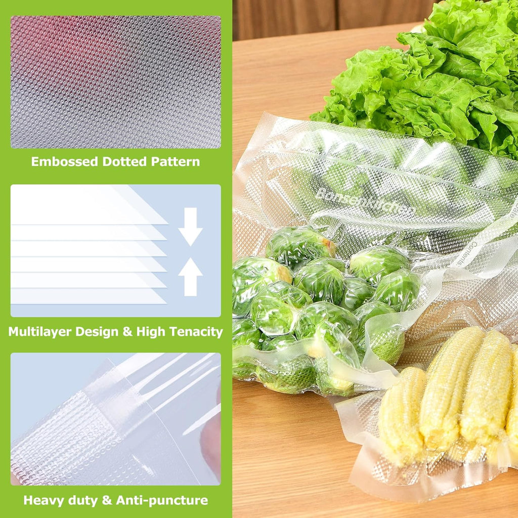 Vacuum Sealer Rolls bags, 3 Rolls 11"x 20'+ 3 Rolls 8"x 20'