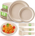 250Pcs Disposable Paper Plates Compostable Plates and Utensils