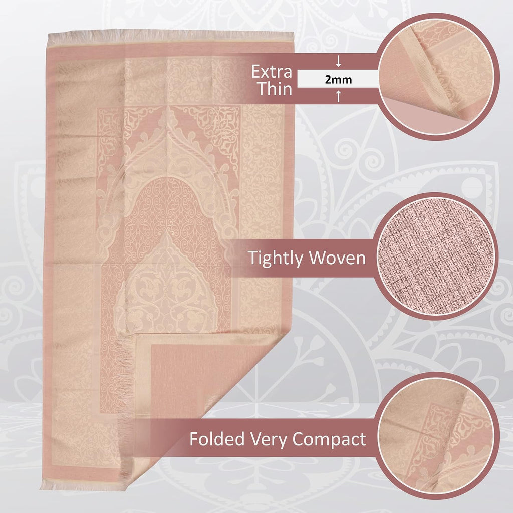 Prayer Rug Islamic Gift Set, Velvet Prayer Mat, Prayer Beads, Scarf and Yaseen Book, Perfect Family and Muslim Eid