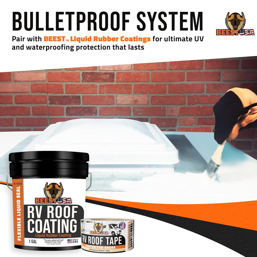 BEEST RV Roof Tape 4"x25", Waterproof Tape, RV Roof Sealant - Patch, Repair, Seal Leaks & Seams Permanently - Roofing