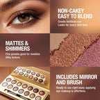 14-Color Baked Eyeshadow Palette, Matte & Shimmer, Sunset Blush