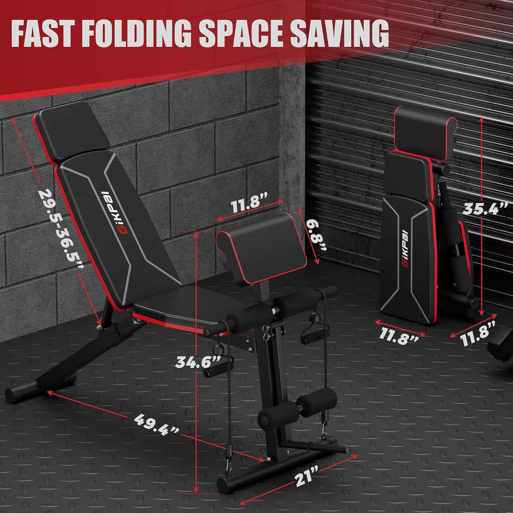 Adjustable Weight Bench - Workout Bench Press for Home Gym | Foldable Incline Decline Sit up Exercise Bench for Full