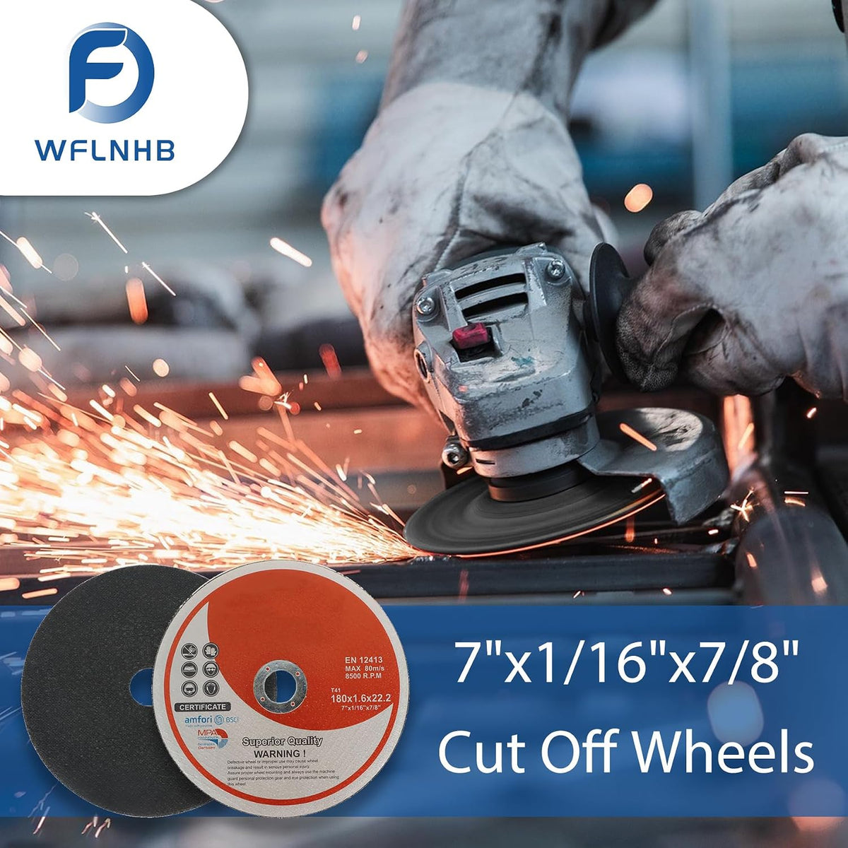 WFLNHB 50 Pack 7 Inch Cut Off Wheels 7 x 1/16 x 7/8 Inch