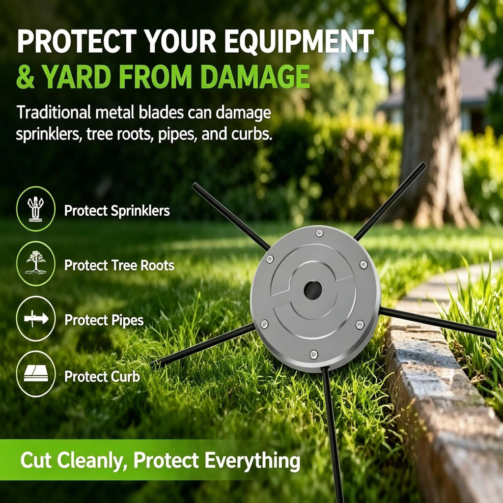2026 Upgrade Mower Blade Replacement Kit,6-Line Solid Aluminum Weed Trimmer Head,Safe & Efficient Lawn Blade