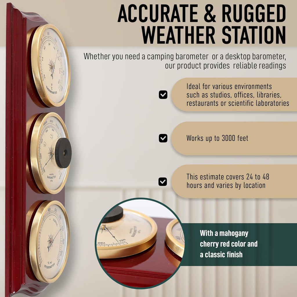 Classic Analog Weather Station-Home Barometers-Indoor Barometer-Barometer Hygrometer Thermometer-Traditional Weather