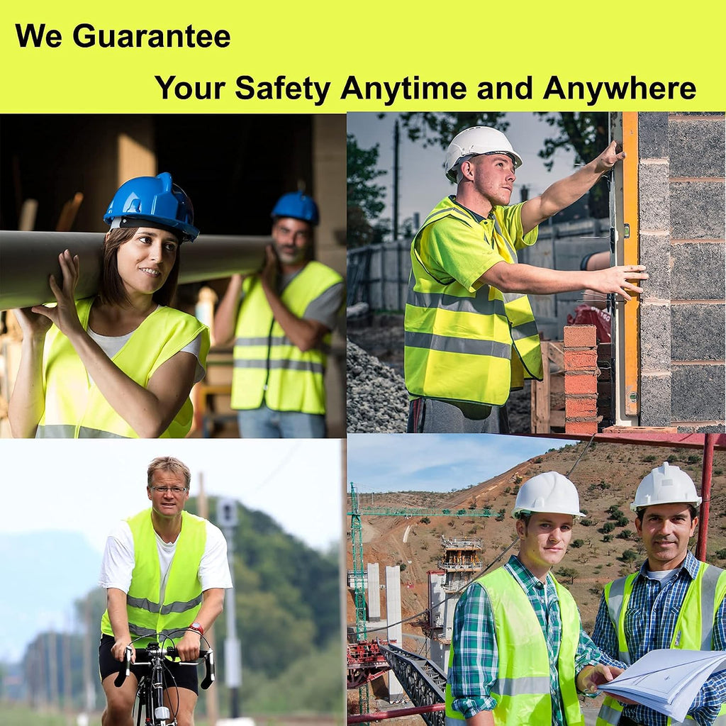 Safety Vests 20 Pack Bulk - Yellow Reflective High Visibility Construction ANSI Class 2 Work Vests for Men,Woman,Hi