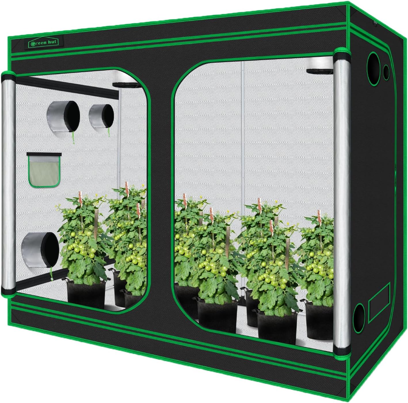 8x4 Grow Tent 96"x48"x78" 600D Mylar Hydroponic Indoor Grow Tent | Observation Window, Removable Floor Tray, 100%