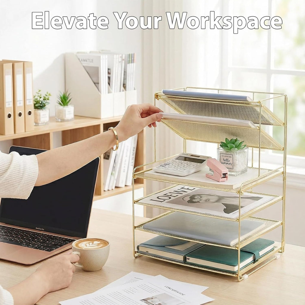 Desk Organizer, 6-Tier Letter Tray Paper Organizer, Desktop File Organizer, Office Desk Accessories & Office Decor