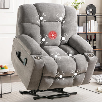 Power Lift Recliner Chair for Elderly, Big and Tall Electric Recliner Chair with Massage and Heating, Dual Motor