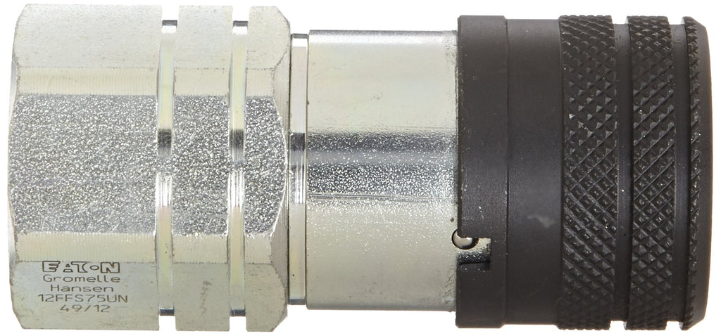Eaton Hansen 12FFS75UN Steel Hydraulic Quick Coupler, Flat Face, Female, 3/4-16 UNF