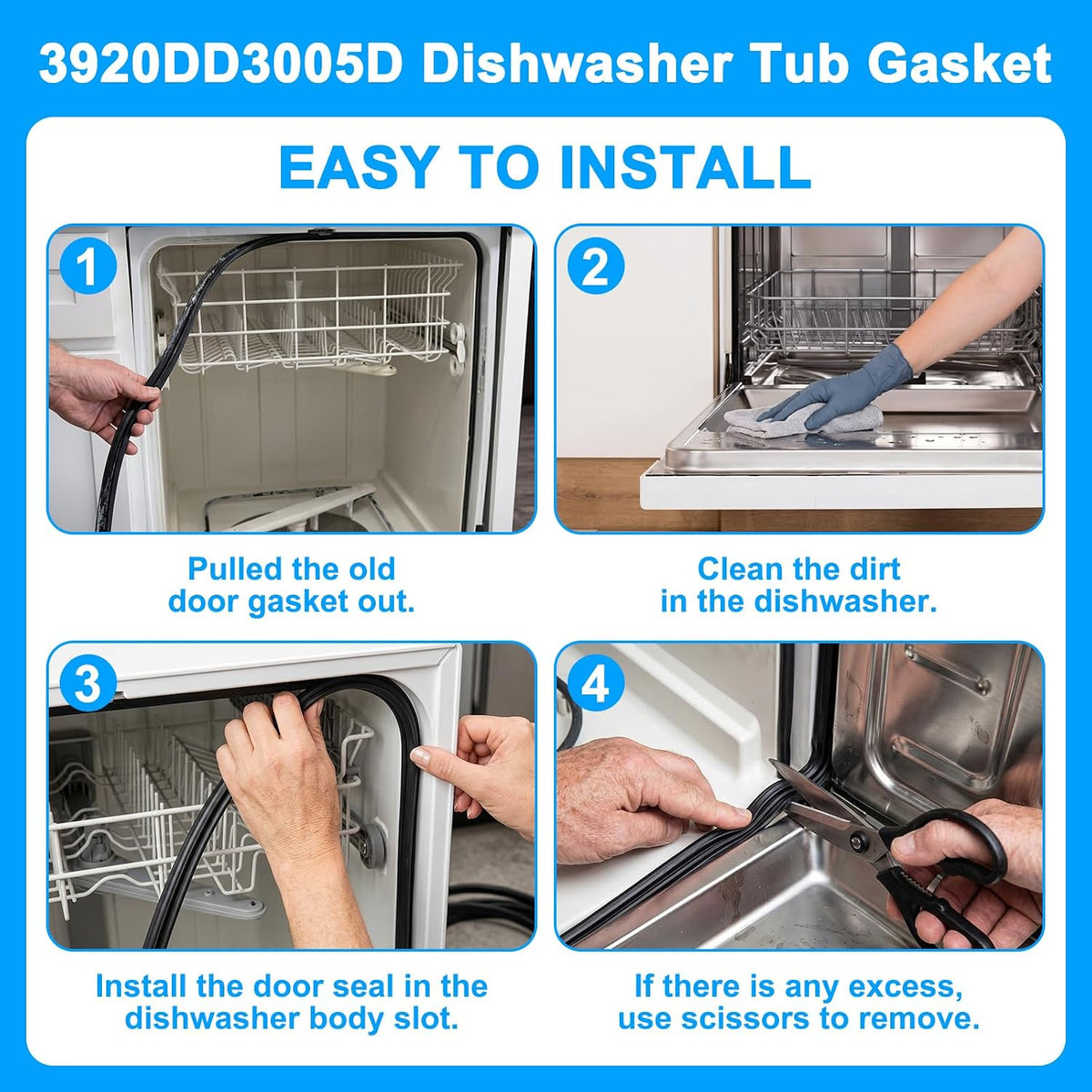 Upgraded 3920DD3005D Dishwasher Door Seal Gasket Compatible with LG Dishwasher Door Seal Replacement Parts LDF5545SS LDF5545ST LDF5545WW Kenmore Dishwasher Door gasket