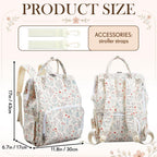 Light White Floral Diaper Bag Backpack Mom Cute Diaper Bag