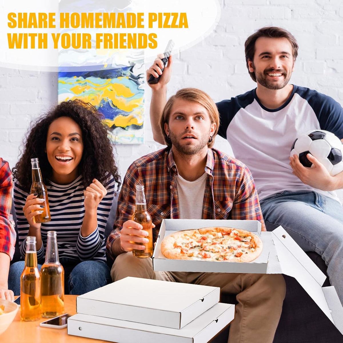 100 Pcs Pizza Boxes Bulk Cardboard Square, White, 12 Inch