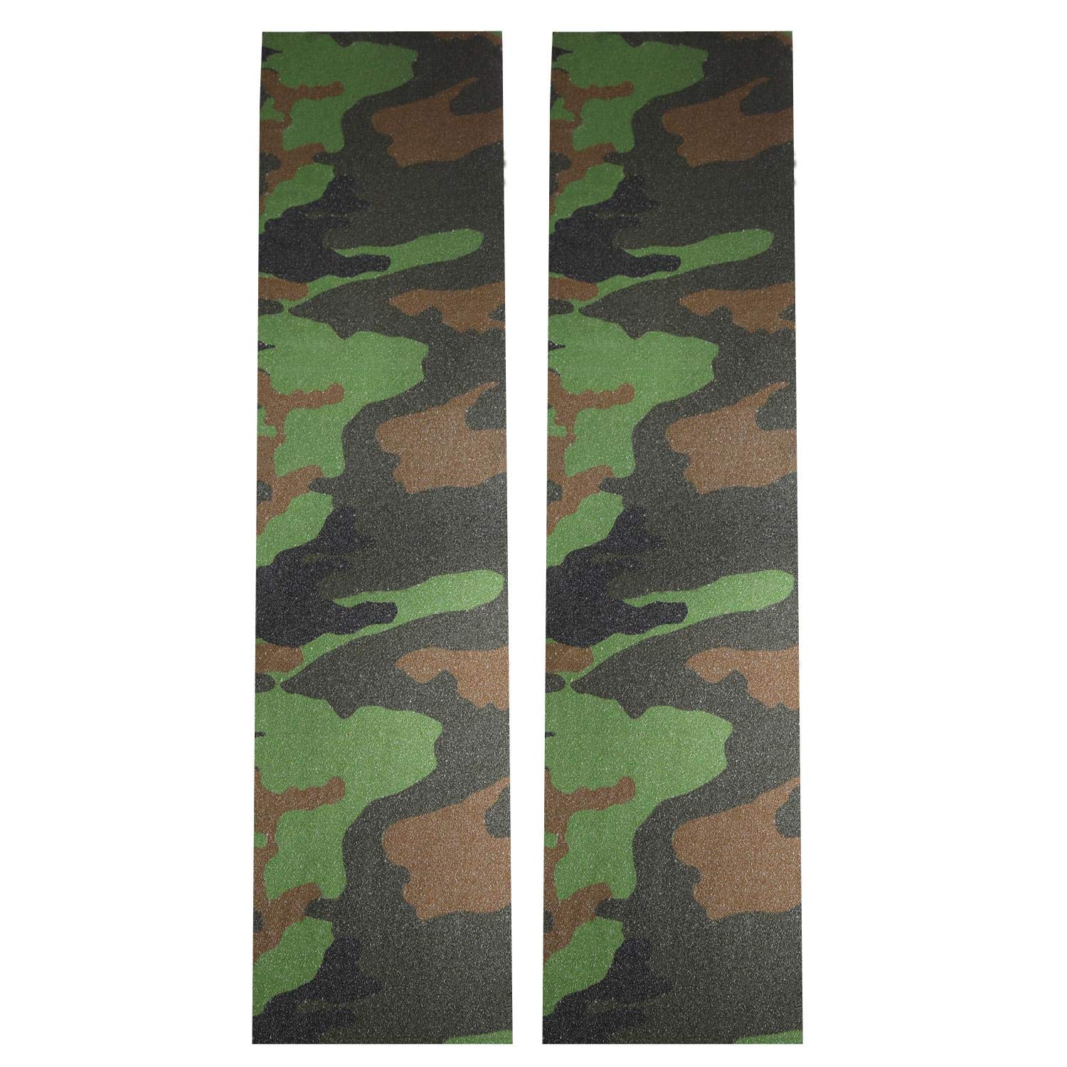 9" x 33" Camo Skateboard Grip Tape Sheets 2 Pack (Green Camouflage) | Bubble Free, Waterproof, Griptape for Scooter
